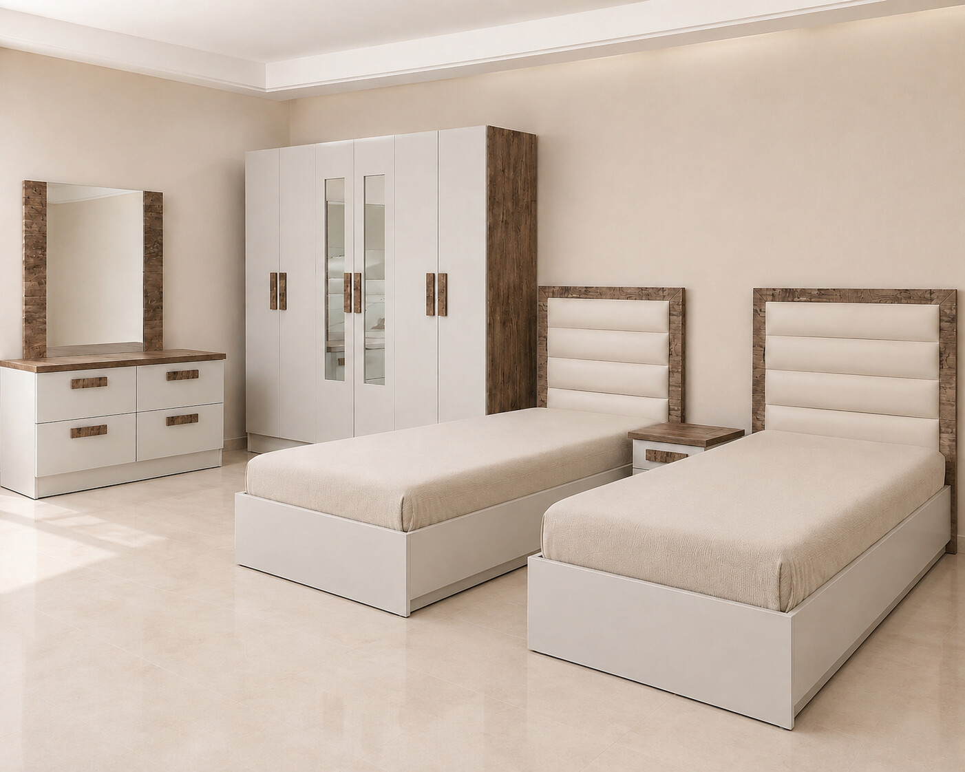 غرف نوم أطفال سريرين من شركة البركات بالرياض– تصميم عملي وجودة مميزة