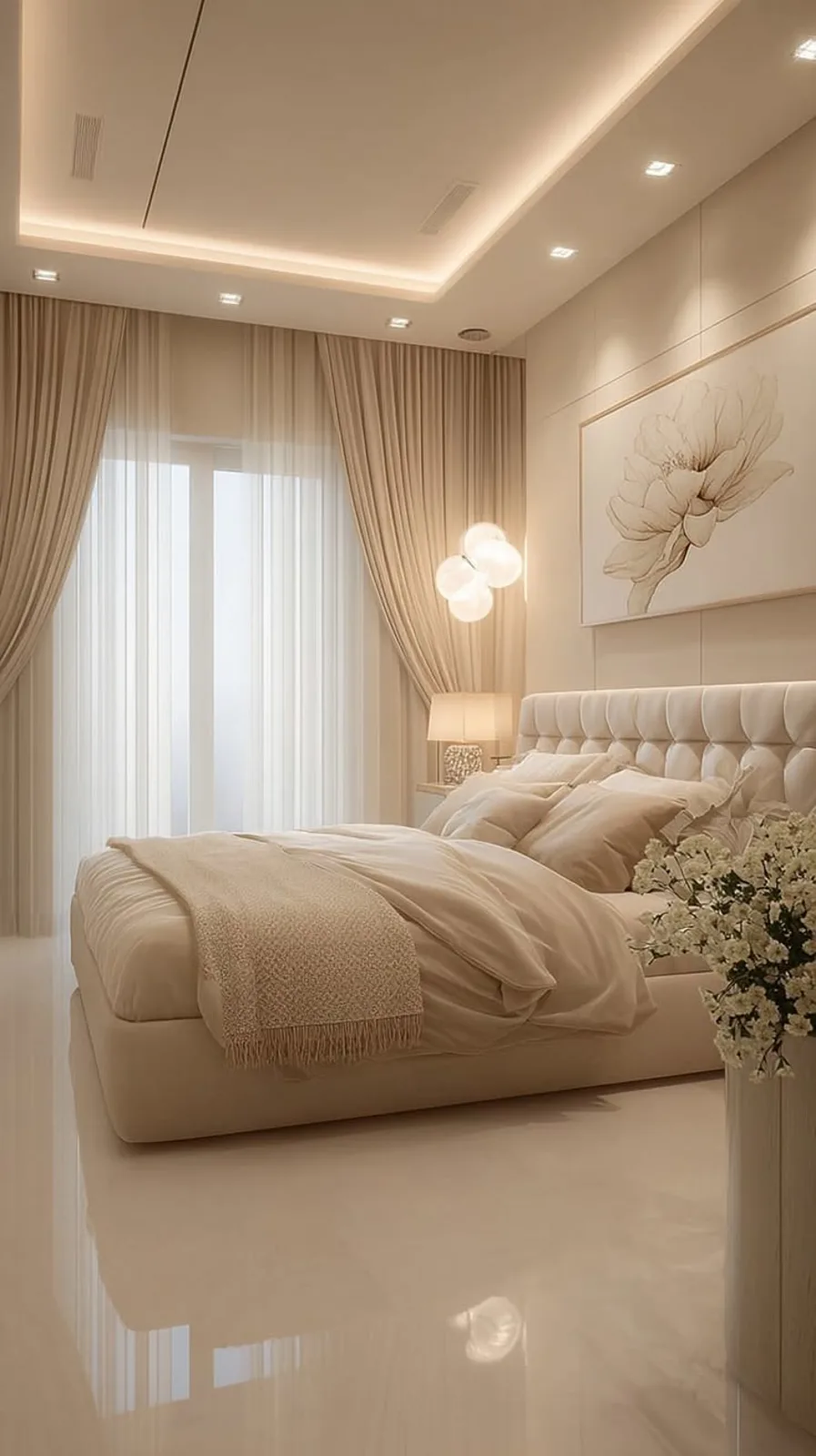 غرفة نوم 200×200 بالرياض | تصميم أنيق واستغلال مثالي لمساحة الغرفة من البركات