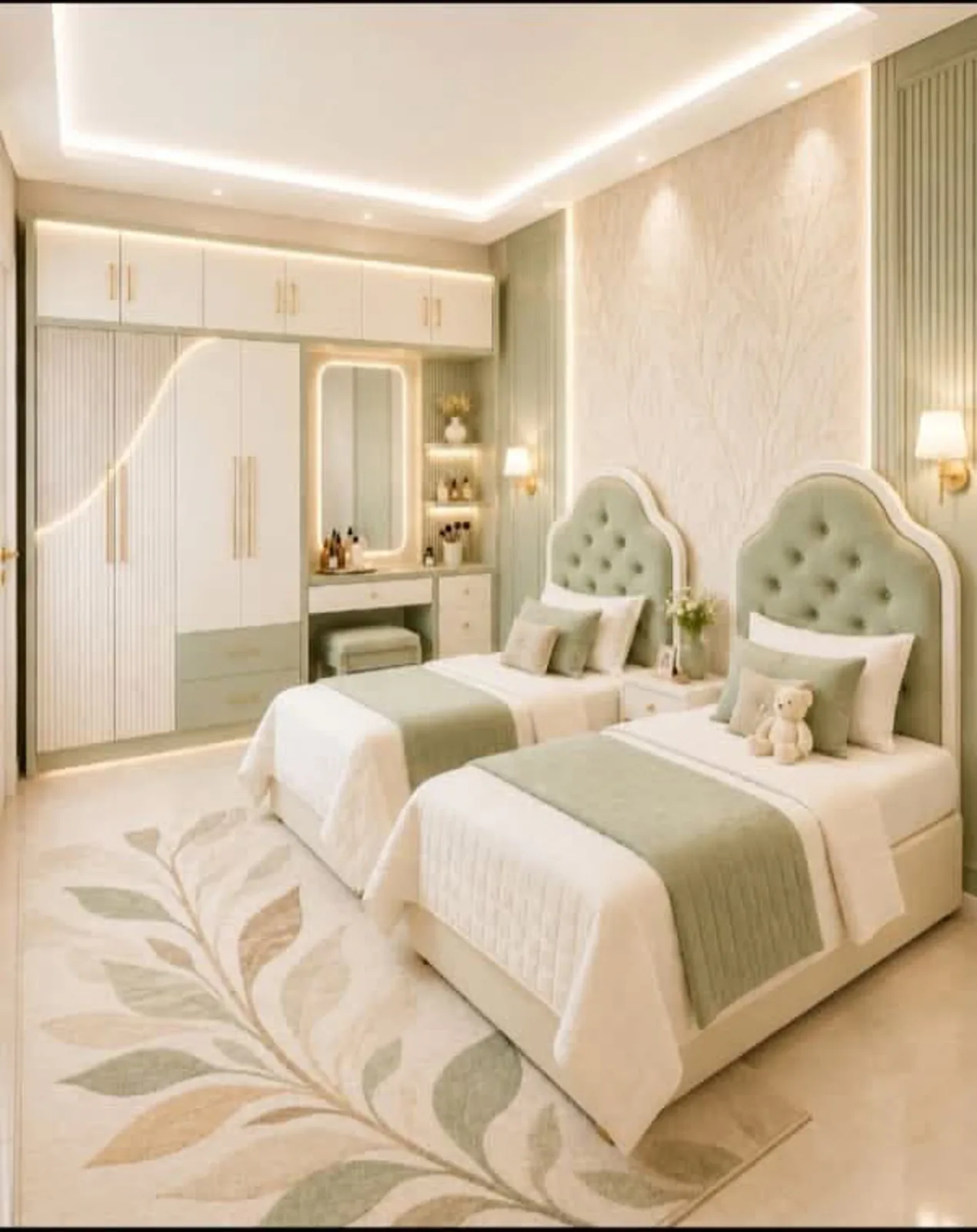 غرفة نوم نفرين بـ 1900 ريال بالرياض | تصميم عملي من البركات